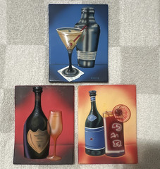 VINTAGE Cocktail & Bottle Wall Art Set of 3 by WILL RAFUSE, Signed