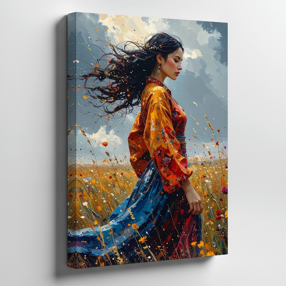 Canvas Wall Art a Vivid and Emotional Digital Painting of a Woman Standing in