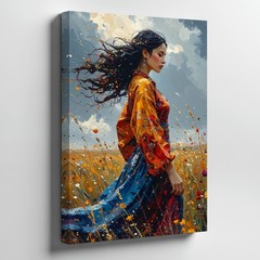 Canvas Wall Art a Vivid and Emotional Digital Painting of a Woman Standing in