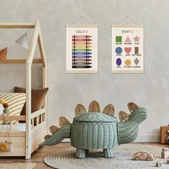Colors Shapes Posters Hanger Frame, Educational Posters for , Set of 2 Montes…