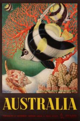 Australia The Great Barrier Reef Fish 1950s Vintage Travel Wall – POSTER 20″x30″