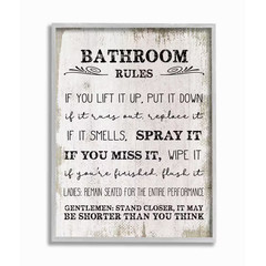 11 In. X 14 In. «Bathroom Rules Wood» by Daphne Polselli Framed Wall Art