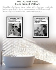 Small Premium Natural Black OAK Wood 8x10in Audrey Hepburn Trendy Framed Wall…