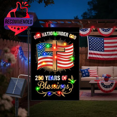 Led Lighted 250 Anniversary Usa Garden Flag, Double-sided Solar 250th American