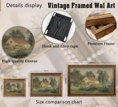 Vintage Carved Gold Frame Canvas Wall Art Classical Nature Landscape Painting…