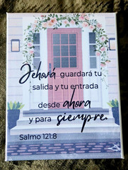 Religious Wall Art Canvas – Psalm 121:8 Spanish Scripture Verse – Christian Home