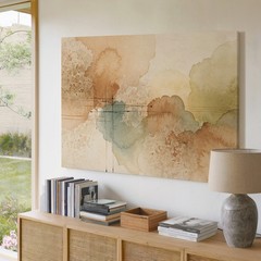 Abstract Watercolor Landscape Canvas Wall Art Earth Tones Brown Green Blue Print