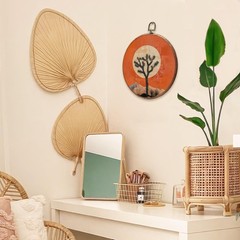 Western Round Wall Art Decor – Retro Desert Landscape Wall Art Canvas Frame A…