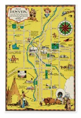 Color Pictorial map of «Distinctive» Denver, Colorado by Miller circa 1933