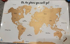 Gold Scratch off Water Color Map of the World Travel Wall Poster Large 16 x 24