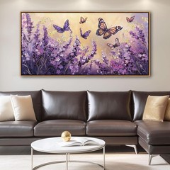 48×24 Inches Poster Frame Wall Art – Purple Lavender Butterfly Picture Artwor…