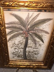 Tropical Palm Tree Framed Wall Art Goldtone Tabletop Wall Hanging Picture Frame