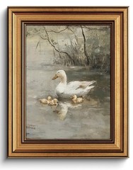 Gold Framed Wall Art Vintage Spring Duck Canvas Wall Art Retro Cottagecore Ar…