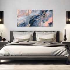 Stunning 3-Piece Abstract Canvas Art Set in Blue, Pink & Gold for Home Decor