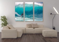 Big Wave Surfing Canvas Print Set – Ready To Hang Beach Wall Art Home Decor