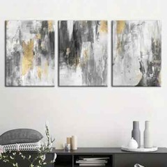 3pcs Golden And Grey Abstract Murals Perfect Wall Art Canvas Unframed/Framed