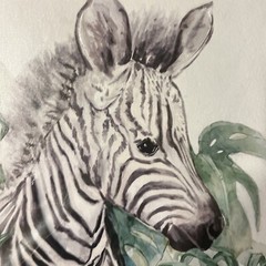 Zebra Wall Art Canvas Print 8”X 8” Wall Hook Zebra🦓 & Palm Tree🌴