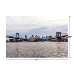 Manhattan and Brooklyn Bridges New York City Photo Art Print Poster 18×12