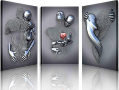 Framed Wall Art for Bedroom 3D Metal Effect Love Heart Couple Wall Art Decor for