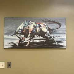 Eye-Catching Bull Painting Canvas Art – Perfect for Home Office Decor, 48″ x 24″