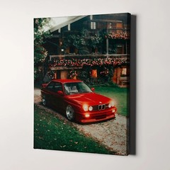 Vintage Red BMW Sports Cars Canvas Wall Art Print