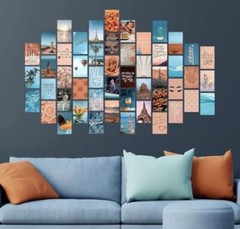 Wall Collage Kit Aesthetic Pictures, Collage Kit for Wall Peach Teal NEW