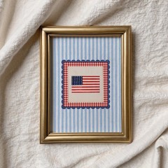 Cottagecore American Flag Wall Art Preppy Americana Decor