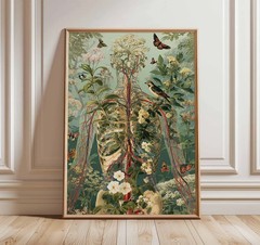 Floral Human Anatomy Art Skeleton Bones Poster Medical Office Decor Noframe