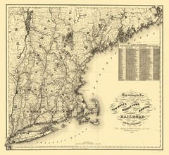 Railroad Map – New Haven Middletown and Boston Railroad – Colton 1867 – Vintage