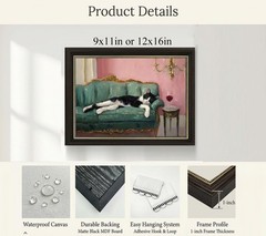 Dark Brown Framed Tuxedo Cat With Red Wine Canvas Wall Art Quirky Whimsical A…