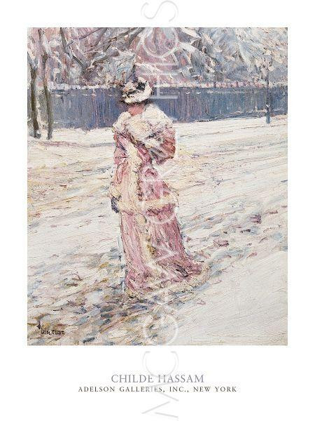 Lady In Pink by Childe Hassam, Art Print Poster 24″ x 18″ 702