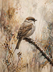 Vintage Botanical Barn Owl Canvas Wall Art – Rustic Forest Wildlife Home Decor