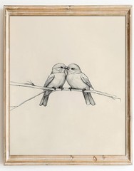 Romantic Bird Sketch Print 8″ x 10″ – Unframed Art for Vintage Interiors