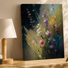 Beautiful Floral Bouquet Canvas Wall Art Abstract Wildflowers Nature Print Home