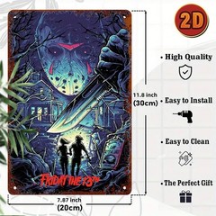2D Flat – Tin Metal Signs Vintage Wall Art Sign – Friday the 13th Retro Horror M