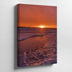 Sunset Ocean Waves Beach Scene Canvas Wall Art Coastal Seascape Print Home Decor