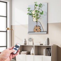 Wall-Mounted Sandstone Decor Wall Art Painting Wall Art Decor w/ Simulated Plant
