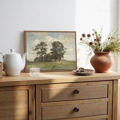 Framed Vintage Oak Canvas Wall Art Rustic Farmhouse Countryside Tree Painting…
