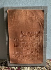 Large Rustic inspirational wall plaque W/ Leather Mounted On Wood Slats 20×30