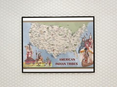 Native American Tribe State Icons Map Indigenous People Art Print Poster 18×12