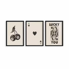 Framed Set of 3 Poker Wall Art 16 In. X 12 In.