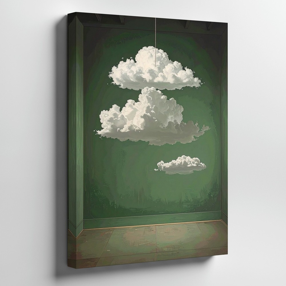 Wall Art Canvas a Minimalist Image with Two Fluffy White Clouds Suspended