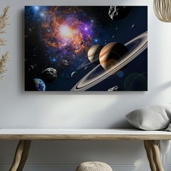 Wall Art Breathtaking cosmic scene unfolds in the vastness of space, featuring a