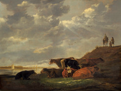 River Landscape with Cows | Aelbert Cuyp | 1650 Renaissance Cow Farm Life Print