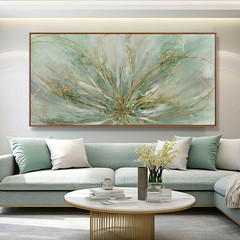 Oversized Abstract Gold Line Canvas Art for Bedroom & Dining Room 36″x70