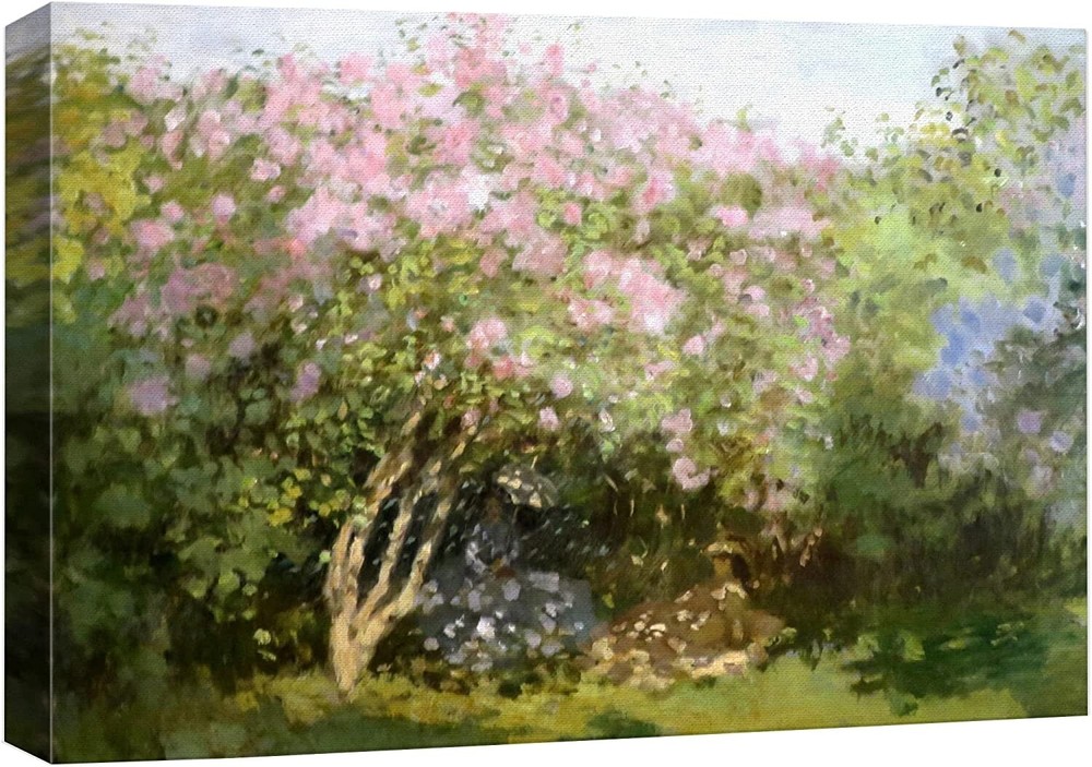 12″x18″ Claude Monet Canvas Wall Art Framed Art Print – Lilacs in the Sun