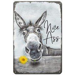 Funny Donkey Bathroom Tin Sign Wall Art Metal Restroom Decor Washroom Sign
