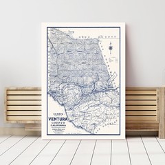 Old Map of Ventura County, CA 1913 – Vintage California Art