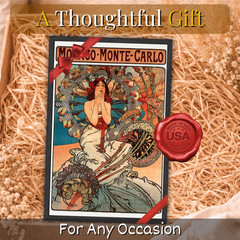 Vintage Monaco Monte Carlo Poster Mucha Art Nouveau Framed Wall Art 11×17 Gift
