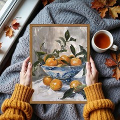 Framed Vintage Oranges Canvas Wall Art, Kitchen Pictures Wall Decor, Rustic F…